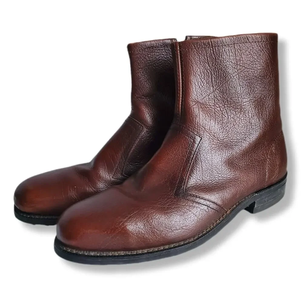 Vtg Men KNAPP Brown Leather Steel Toe Engineer Work Biker Boot 9 EE Dressy USA